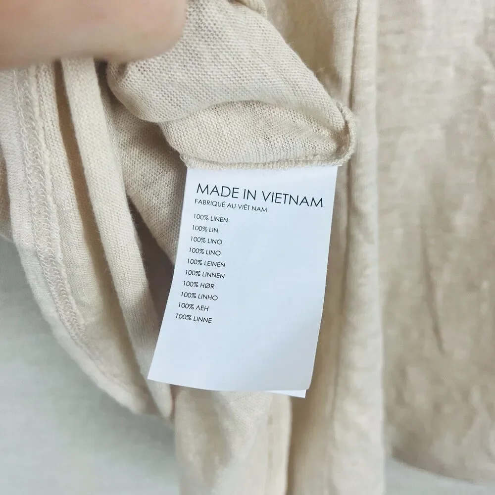 Club Monaco Linen Beige Oversized Cap Sleeve Jandina Tunic Top Small